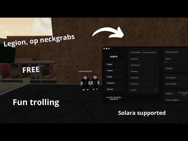 FREE, Neckgrab script, da hood (Funny trolling) (Solara supported) da hood 2024, Legion