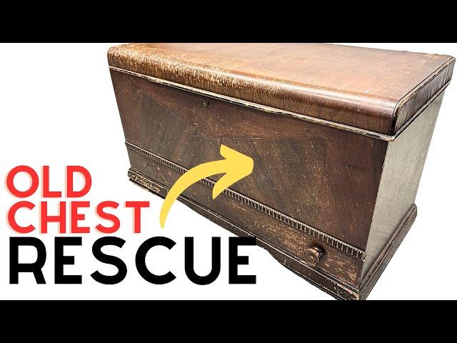 REFINISHING an OLD damaged vintage chest: AMAZING furniture makeover