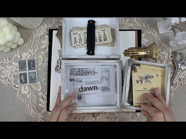 ASMR 다이어리 속 여름 휴가, 감성&빈티지 다이어리 꾸미기 │ 블루&브라운 │ 빈티지다꾸 │ Decorating vintage journal │4K