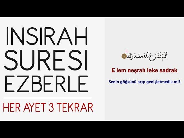 İnşirah suresi ezberle (Her ayet 3 tekrar)