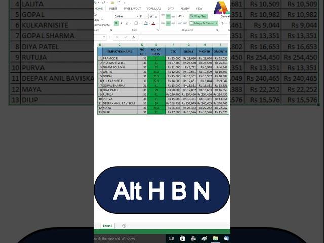 Excel tips & Ticks #shorts 1 | Microsoft excel