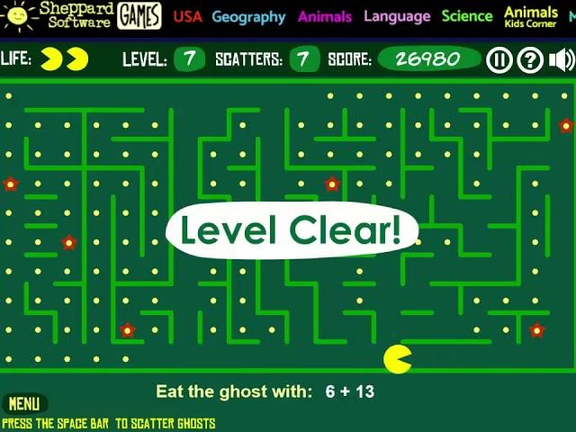 Mathman Addition - Up to 20 - Pacman style math game!