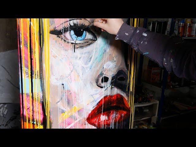 How To Paint Pop Art Painting with Abstract Painting Background | Lola