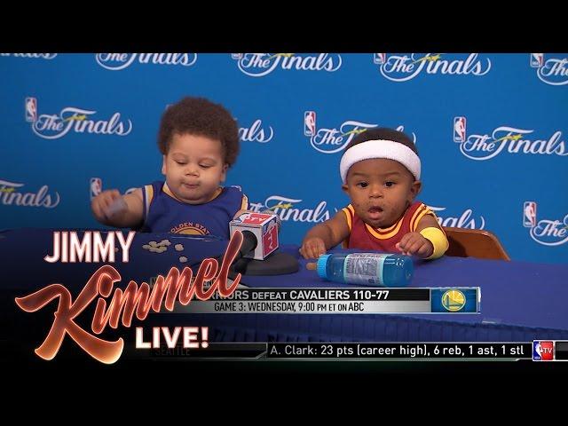 Press Conference With Baby Steph Curry and Baby LeBron