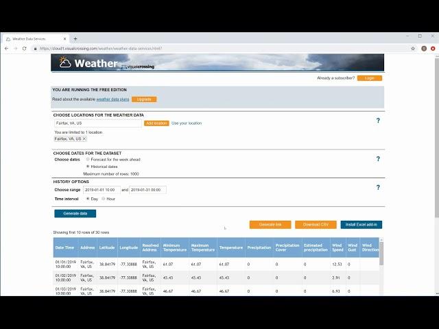 How to load historical weather data into Google Sheets