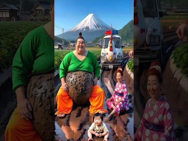 Evolution of cat:Sumo Wrestler & woman sitting on dirty road with police car #cat#cute#love#shorts