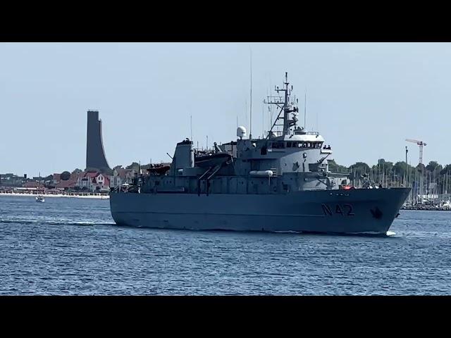 N 42 JOTVINGIS Lithuanian Navy Baltops 2022 minelayer arrival in Kiel June 16, 2022