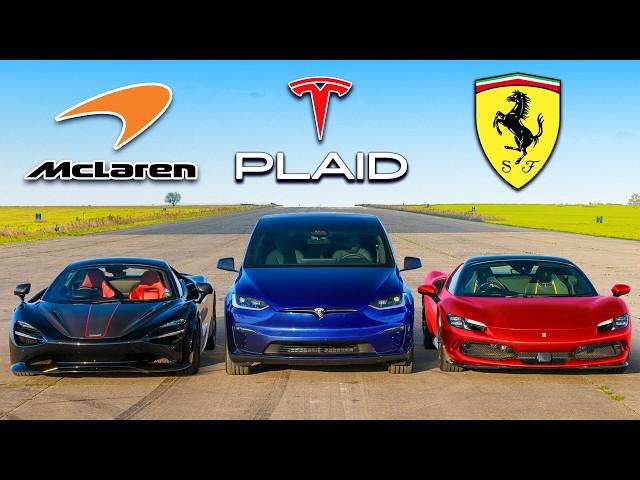 Tesla SUV v Ferrari v McLaren: DRAG RACE