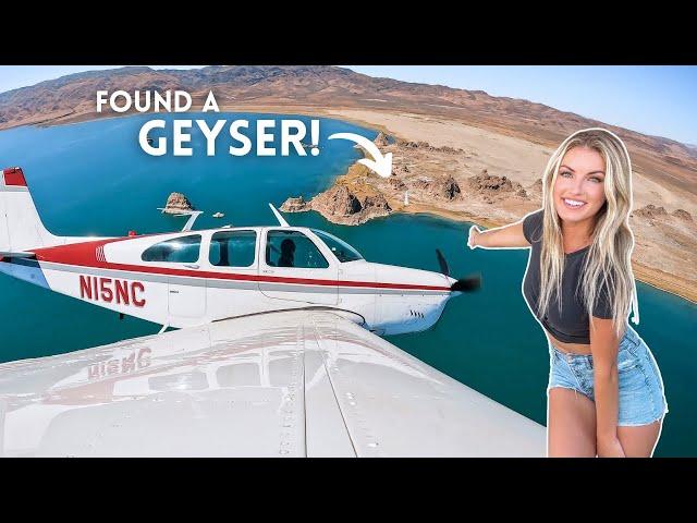 Epic Desert Aerial View: Flying over a Geyser in a Beechcraft Bonanza!