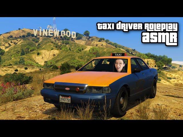 GTA ASMR Roleplay  I'm your taxi driver!   Soft Spoken  Car Sounds + Rain