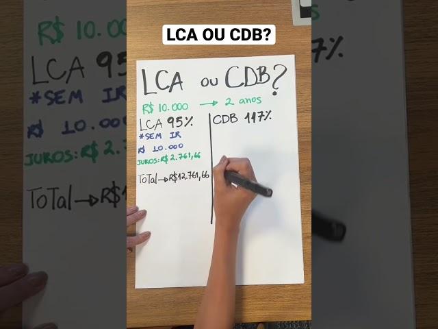 QUAL RENDE MAIS? CDB 117% OU LCA 95%? #rendafixa #investimentos #cdb #shorts