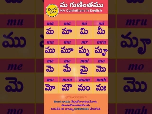 Telugu Ma Gunintham in English | మ  గుణింతము | Learn Telugu Guninthalu #learntelugu #guninthalu