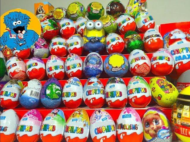 55 Kinder Surprise eggs,Unboxing Tous Barbie,My Little Pony,Masha and the Bear,Minions,Luntik