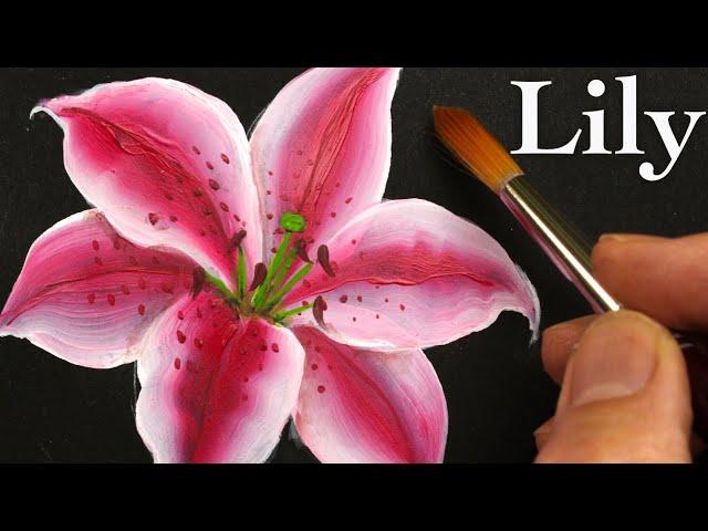 Lily painting tutorial with acrylic ( in 3 Minutes )