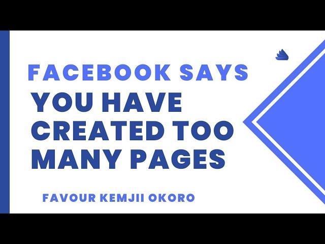 How to Create a Page when Facebook says you have created too many pages recently- Fix & Create Page