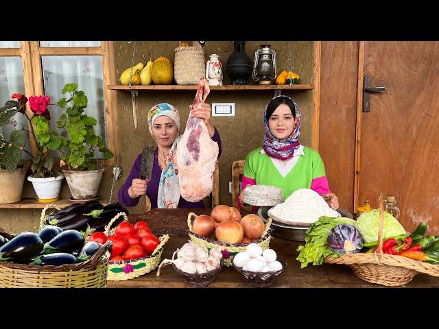 Rural Life and Recipe of Iran | Eggplants and Tomato's Stuffed with Meat and Onion