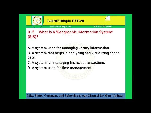 Spatial Database Management System | Model Exit Exam Questions for Geomatics Engineering Exit Exam