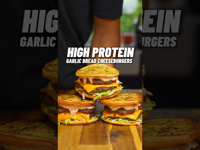 TASTIEST High Protein Garlic Bread Cheeseburgers!  OVER 50g of Protein! #gymfood