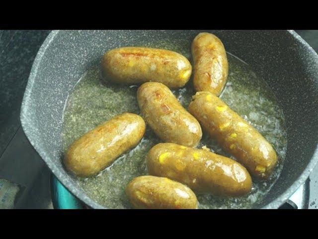 Homemade corn sausage。自制玉米猪肉肠，自己做的美味，吃的也放心！