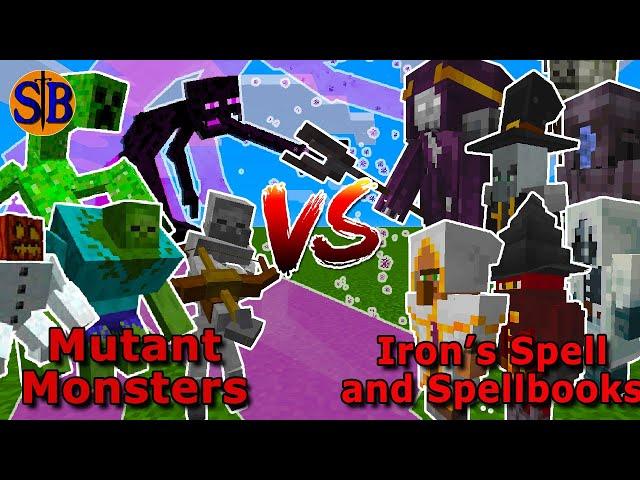 Mutant Monsters Team vs Iron's Spell and Spellbooks Team | Minecraft Mob Battle