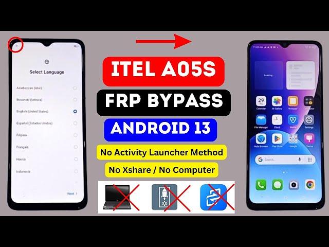 Itel A05s FRP Bypass 2024 Without PC || Itel A663LC Frp Unlock | Google Account Bypass Android 13