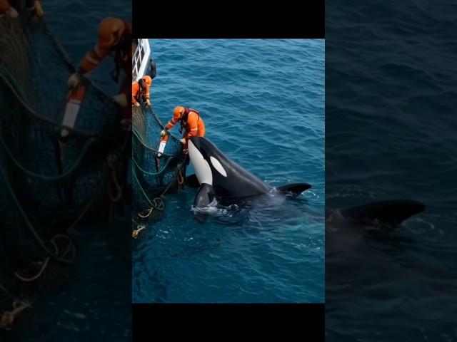 Orca Rescue: Tense Beach Drama #shorts #shortsfeed #orca #marine #ocean #nature #animals #sea #fish