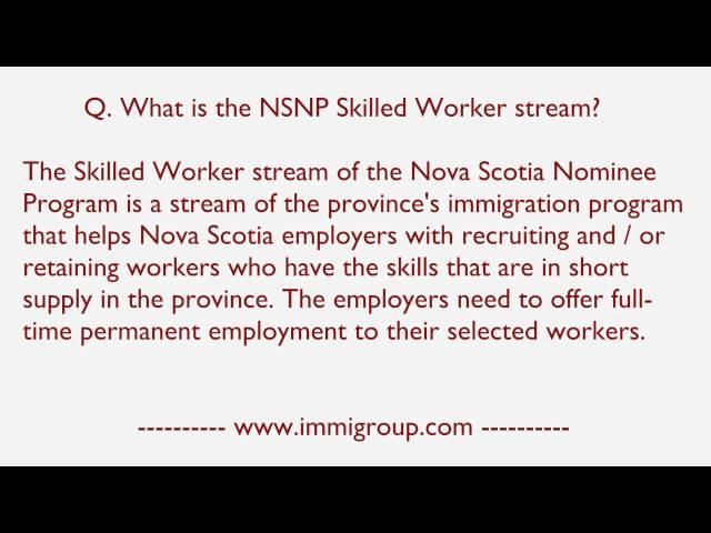 What is the NSNP Skilled Worker stream?