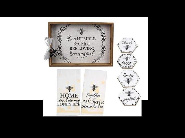 Honey Bee Kitchen Decor Bee Kitchen Accessories Includes Bumble Bee Coasters, Bee Tray, Honey Bee D