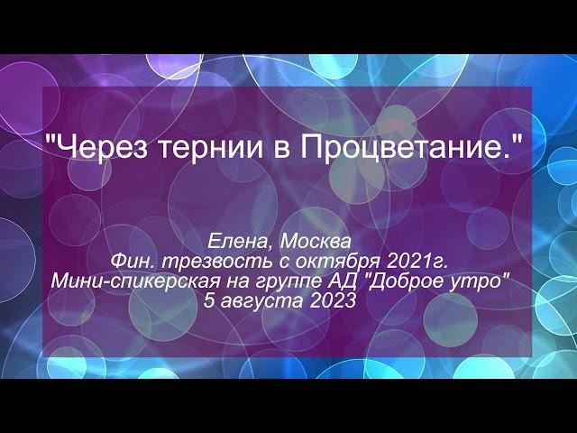 Мини-спикерская АД, Елена Москва, "Через тернии в Процветание."
