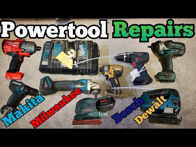 Another bundle of power tools in for repair. Some fixed Some not worth fixing but the charger can be