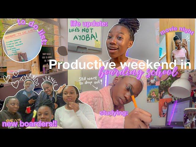 SEMI-PRODUCTIVE weekend in boarding school | studying, mini room tour, movie night, life update