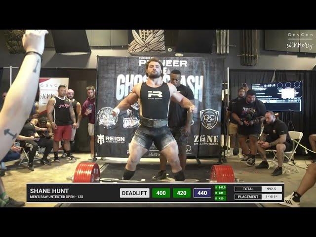 Shane Hunt • 1st place 992.5kg Total (Raw) • 125kg Class • The Ghost Clash 2023