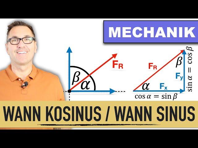 Wann Cosinus & Wann Sinus verwenden | resultierende Kraft | x- und y-Komponenten einer Kraft