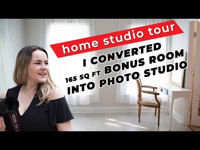 My Small Home Photography Studio Tour || How I converted a bonus room into a portrait photo studio