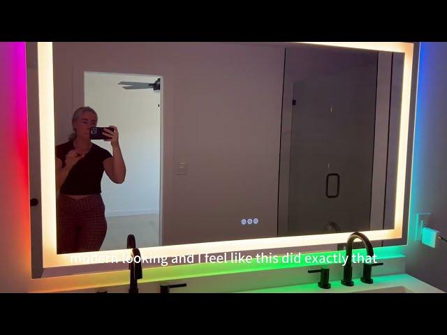 LOAAO Frameless RGB LED Lighted Defog Wall Mount Bathroom Vanity Mirror