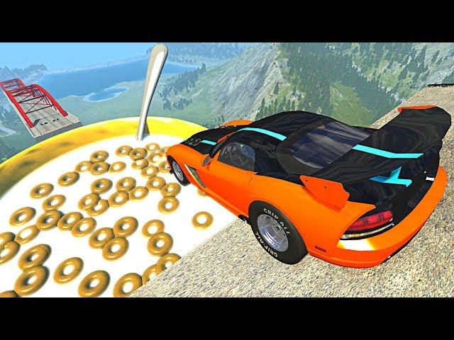 Beamng drive - Open Bridge Crashes over Giant Cereal bowl with Milk #7