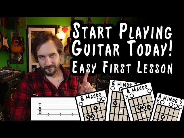 Start Learning Guitar Today! Beginners Start Here - First Guitar Lesson