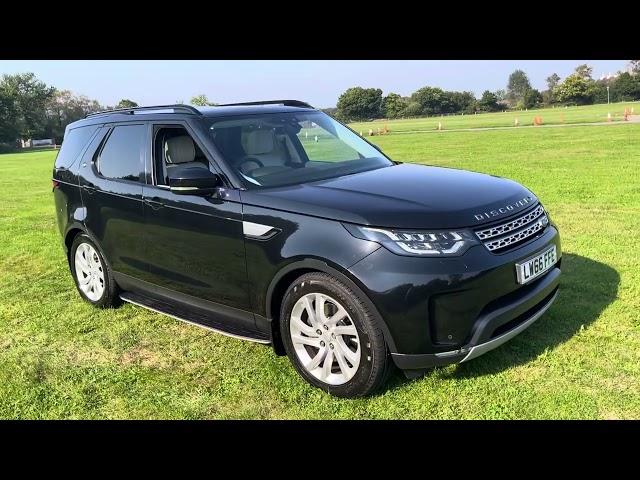 2017/66 Santorini Black Landrover Discovery 2.0 HSE 7 Seater ULEZ3 LR History Ivory Leather Pan Roof