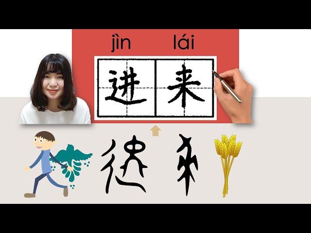 #newhsk1 _进来/進來/jinlai/(get in)How to Pronounce/Say/Write Chinese Vocabulary/Character/Radical