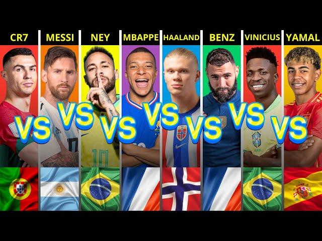 Comparison: Neymar Jr vs Mbappe vs Haaland vs Vinicius Jr vs Yamal vs Ronaldo vs Messi vs Benzema