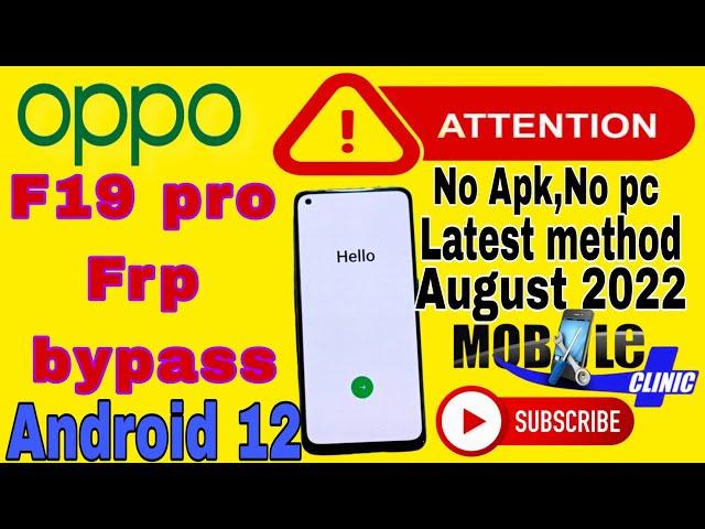 oppo F19 pro Frp bypass ll Android 12 ll Free Trick 2022  all oppo frp bypass without Apk without PC