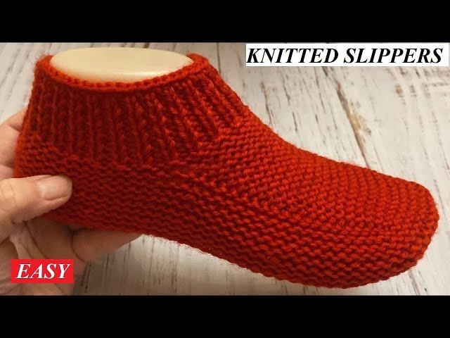 EASY KNITTED SLIPPERS ON TWO KNITTING NEEDLES