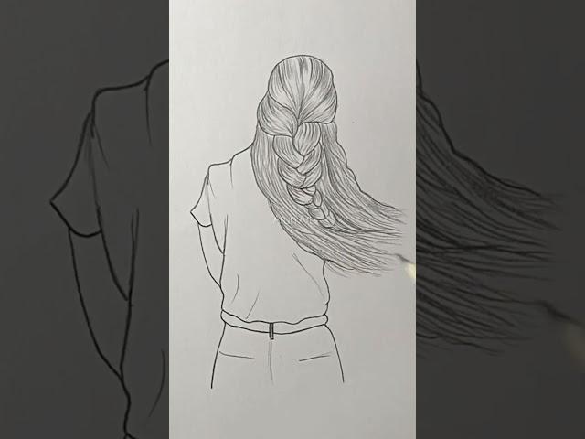 Simple Drawing Girl / Girl Backside Bride Hairstyle / Girl Drawing / Arun Easy Art