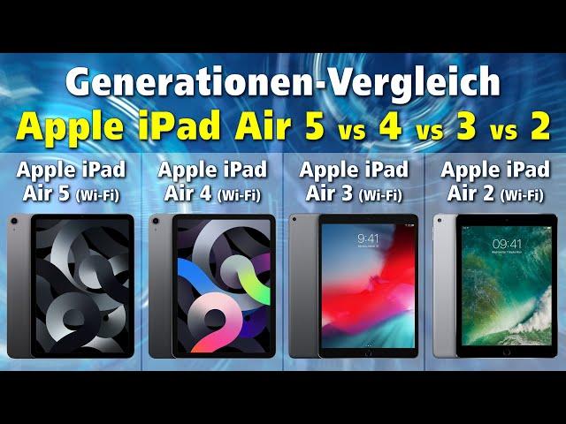 Generationenvergleich Apple iPad Air 5 vs iPad Air 4 vs iPad Air 3 vs iPad Air 2