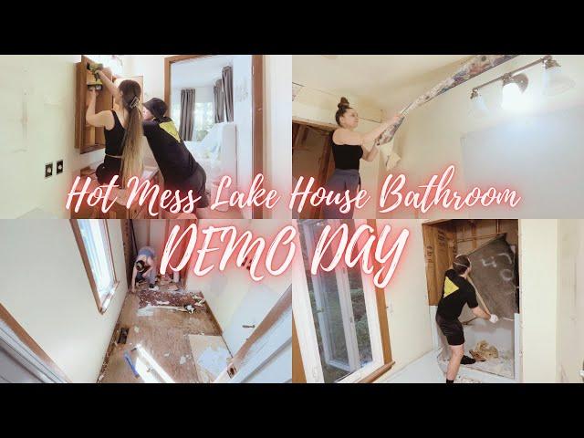 BATHROOM DEMO DAY! | Hot Mess Lake House Renovation