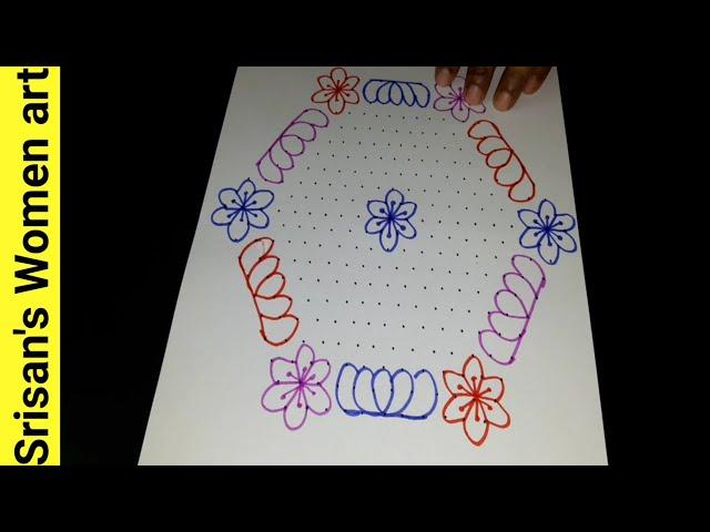 Easy kolam with 21*11/ Flower design rangoli / Festival kolam