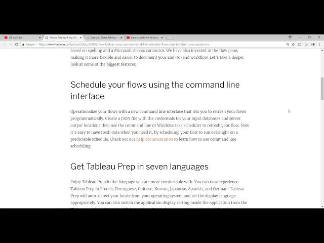SCHEDULE TABLEAU PREP