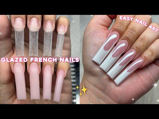 GLAZED FRENCH POLYGEL NAILS BEGINNER FRIENDLY POLYGEL APPLICATION & EASY NAIL ART! | Nail Tutorial