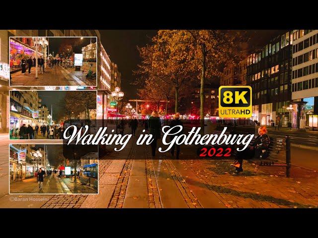 Walking in Gothenburg Winter 2022 8K| Night Walk in Sweden Vlog | Walking in Sweden Winter 2022