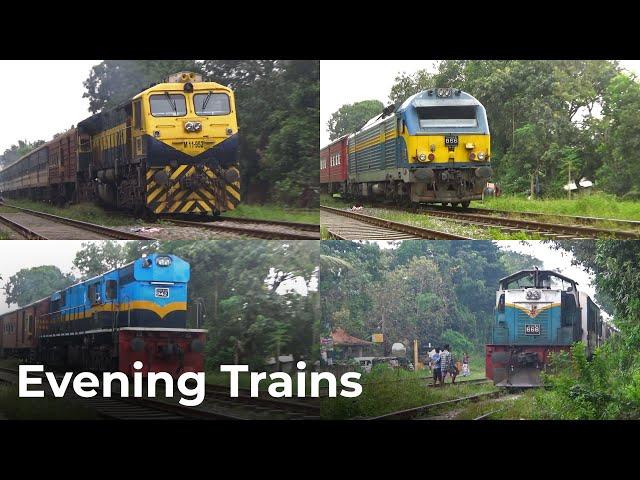 Evening Passenger Trains on the Mainline in Sri Lanka